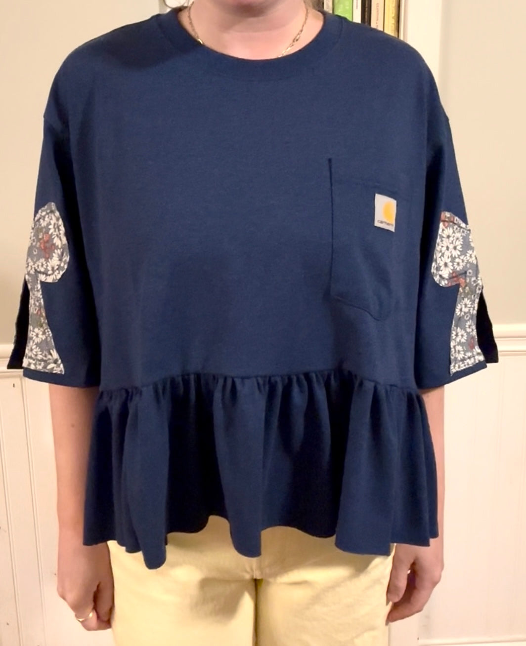 Short Sleeve Single Ruffle Bow Sleeve Plus Size